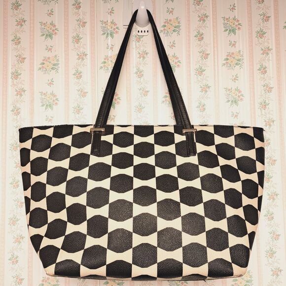 Kate Spade Francis Tote Bag allover bowtie coated canvas leather Shoulder Purse - Picture 3 of 16